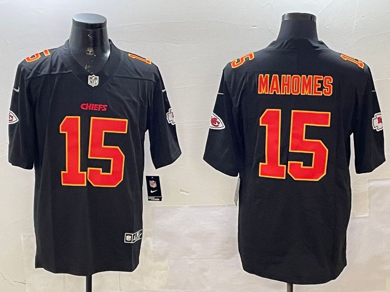 Men Kansas City Chiefs #15 Mahomes Black 2025 Nike Vapor Limited NFL Jersey style 209->kansas city chiefs->NFL Jersey